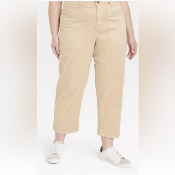 Women's High-Rise Barrel Leg Tan Pants Size 8 - Picture 2 of 11